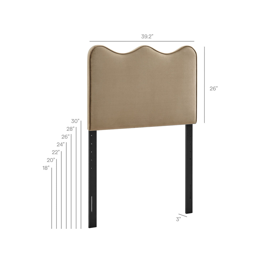 Athena Stain-Resistant Performance Velvet Twin Size Headboard - Taupe