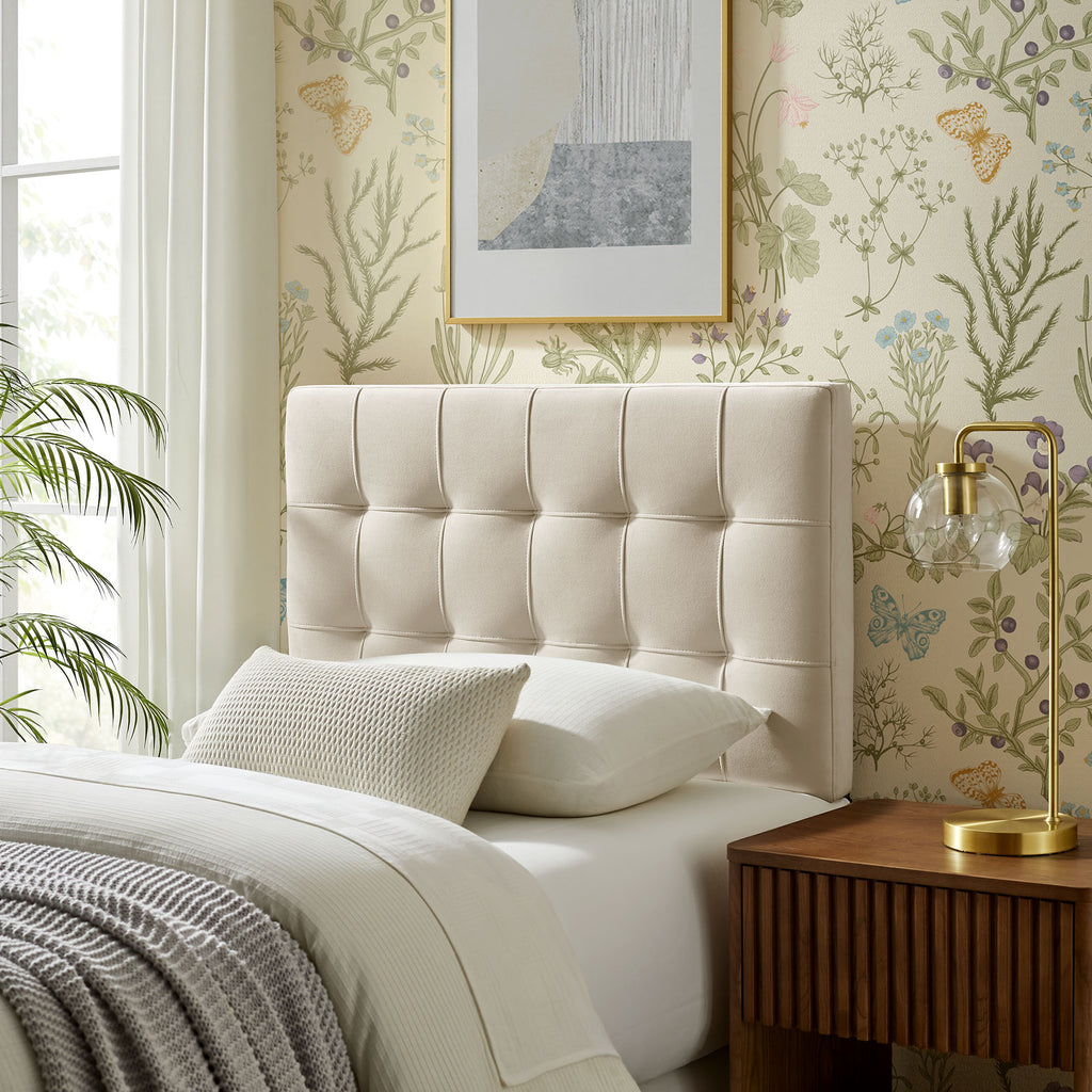 Lily Stain-Resistant Performance Velvet Twin Size Headboard - Alabaster