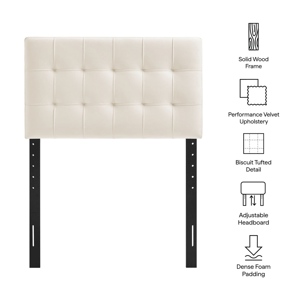 Lily Stain-Resistant Performance Velvet Twin Size Headboard - Alabaster
