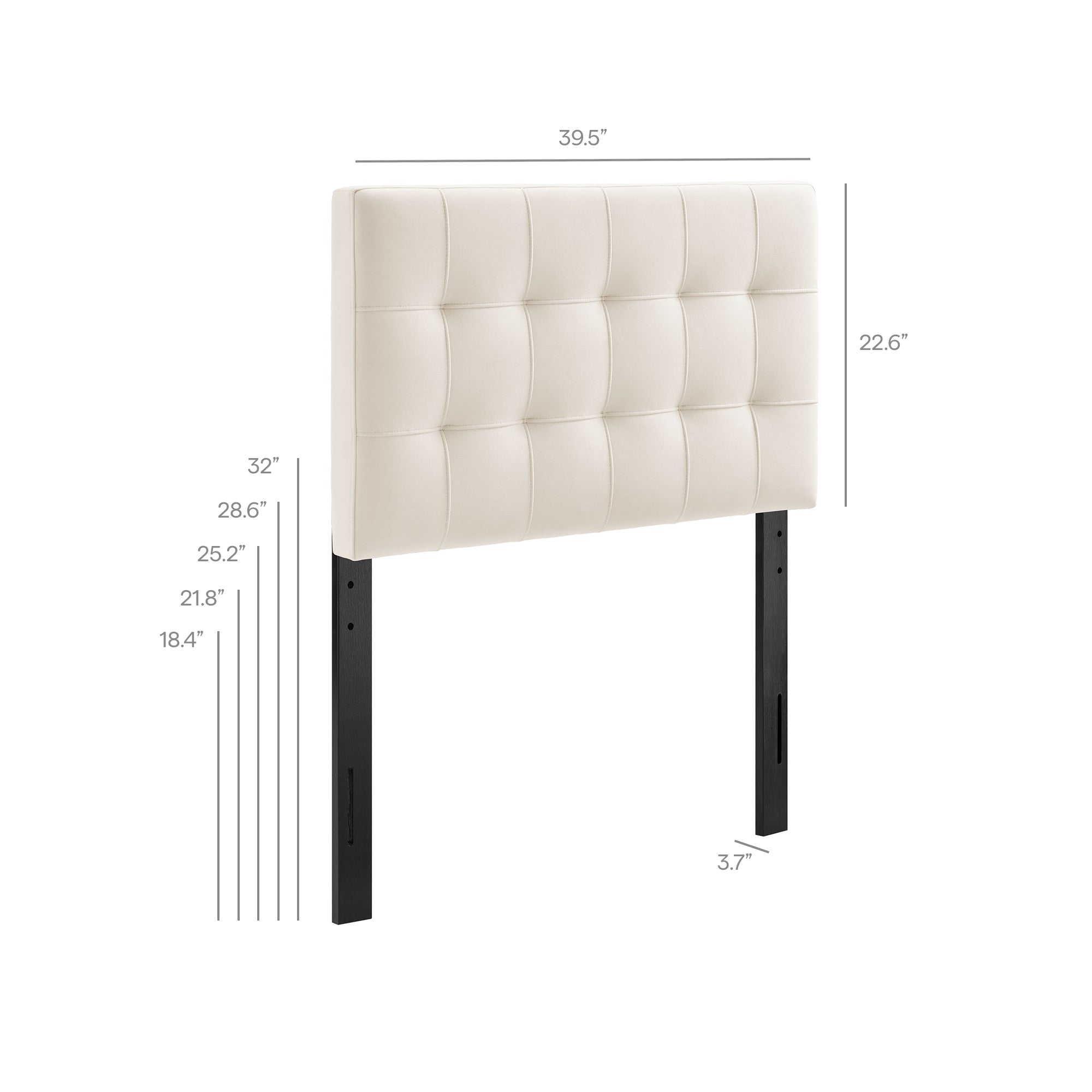 Lily Stain-Resistant Performance Velvet Twin Size Headboard - Alabaster