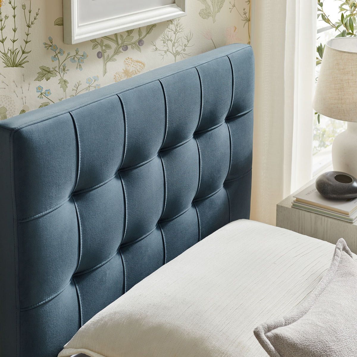 Lily Stain-Resistant Performance Velvet Twin Size Headboard - Cadet Blue