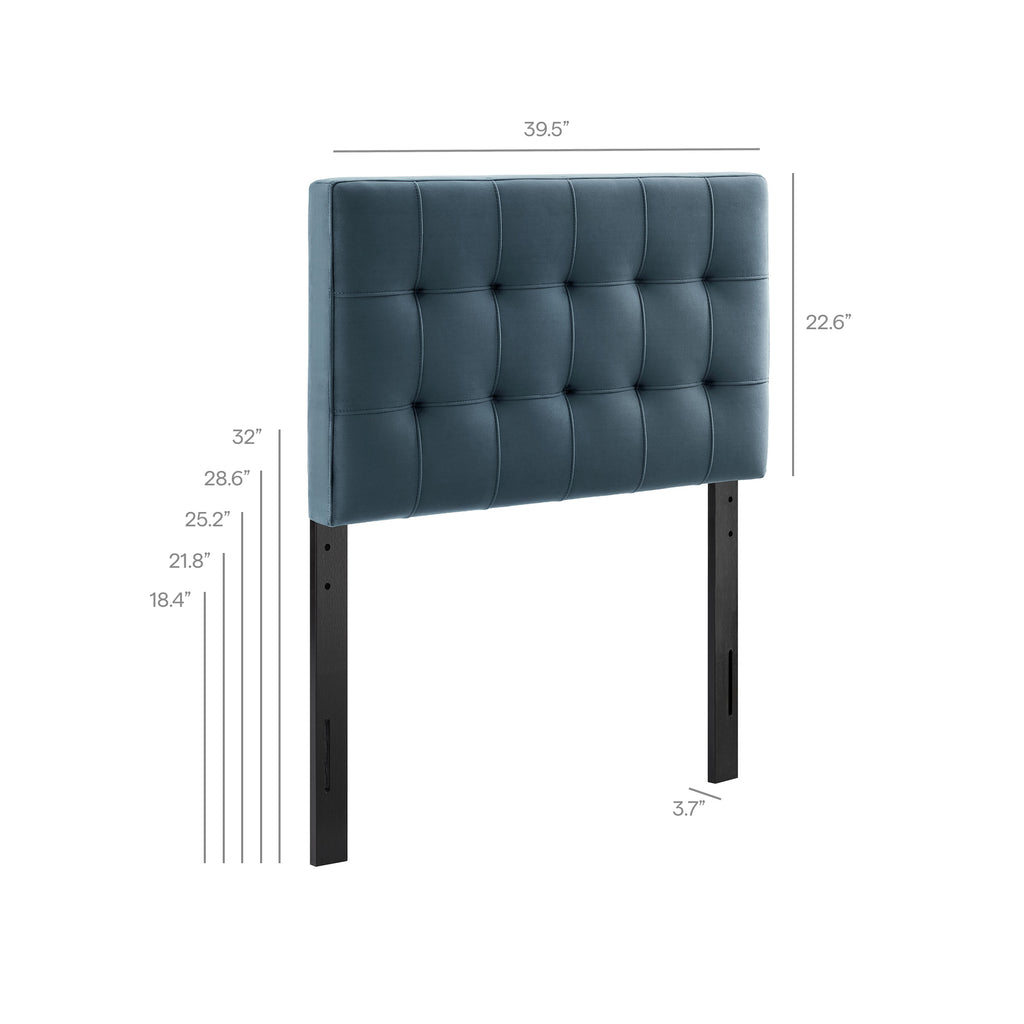 Lily Stain-Resistant Performance Velvet Twin Size Headboard - Cadet Blue