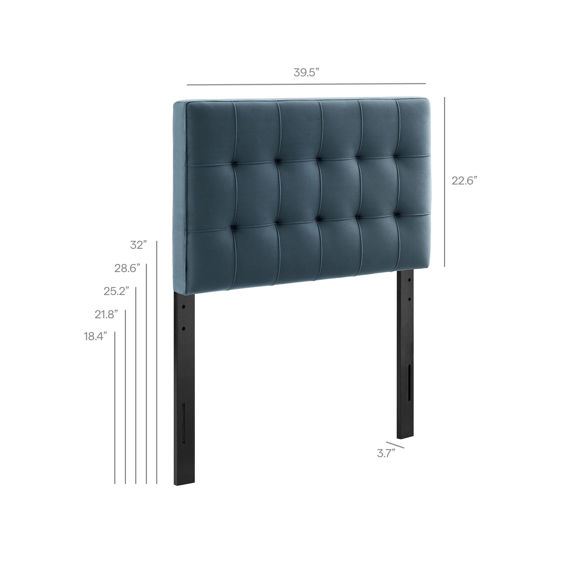 Lily Stain-Resistant Performance Velvet Twin Size Headboard - Cadet Blue