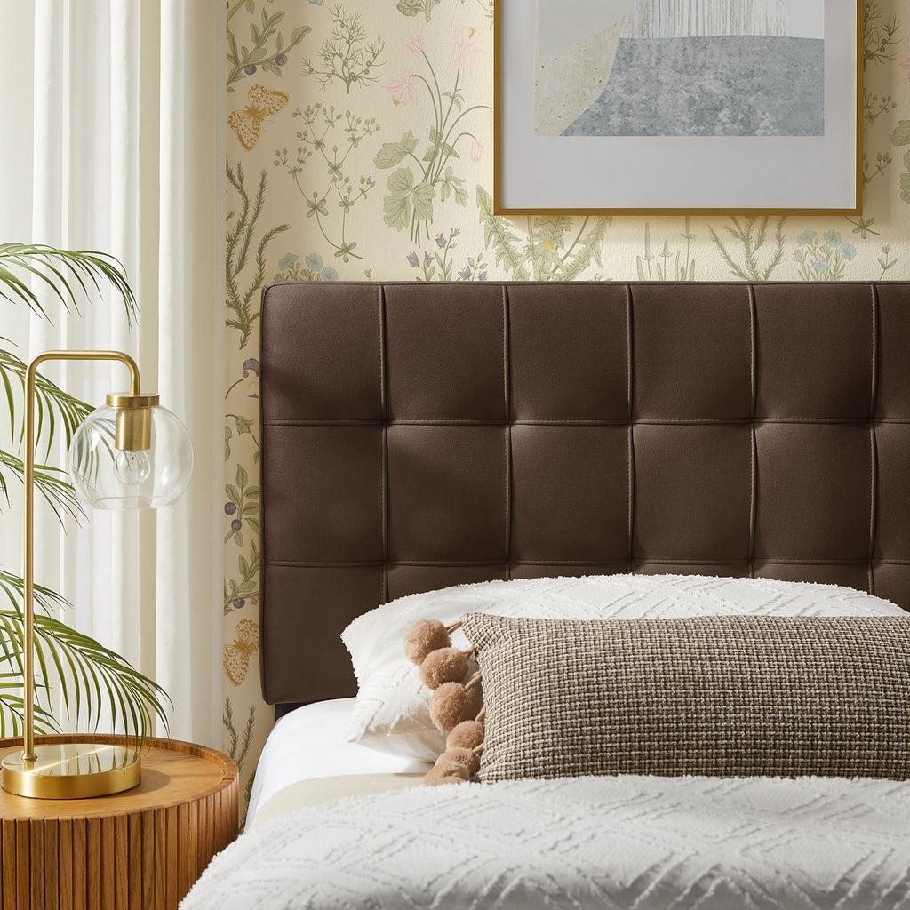 Lily Stain-Resistant Performance Velvet Twin Size Headboard - Chocolate Brown