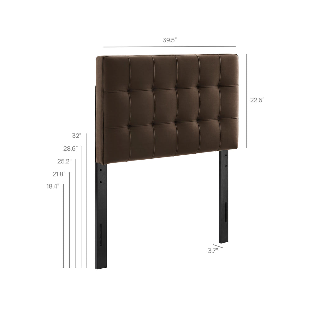 Lily Stain-Resistant Performance Velvet Twin Size Headboard - Chocolate Brown