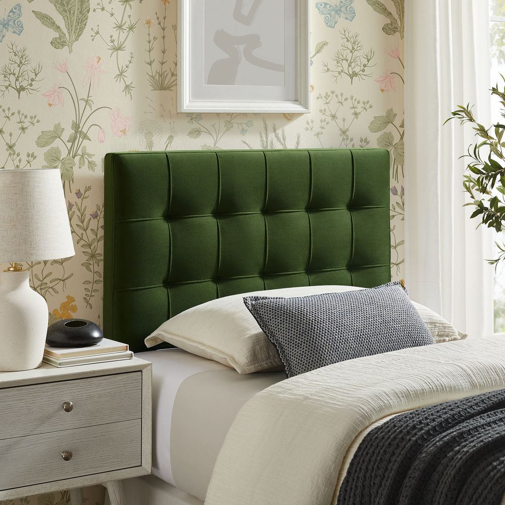 Lily Stain-Resistant Performance Velvet Twin Size Headboard - Moss Green