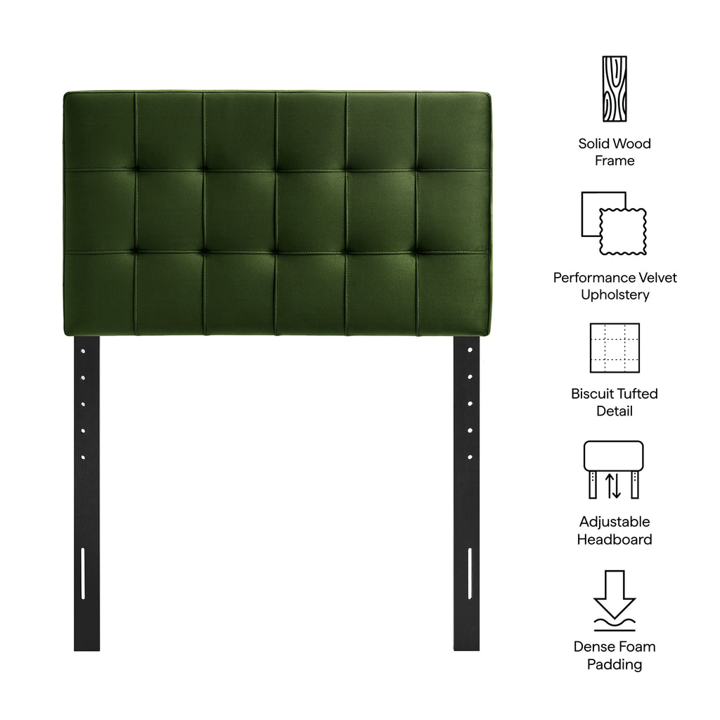 Lily Stain-Resistant Performance Velvet Twin Size Headboard - Moss Green