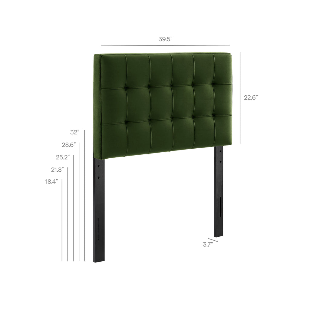 Lily Stain-Resistant Performance Velvet Twin Size Headboard - Moss Green