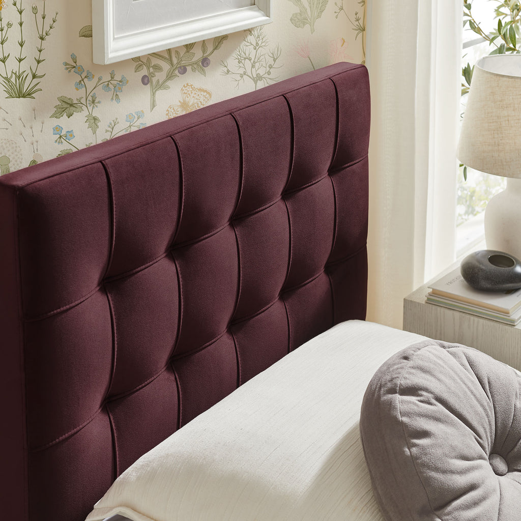 Lily Stain-Resistant Performance Velvet Twin Size Headboard - Mulberry