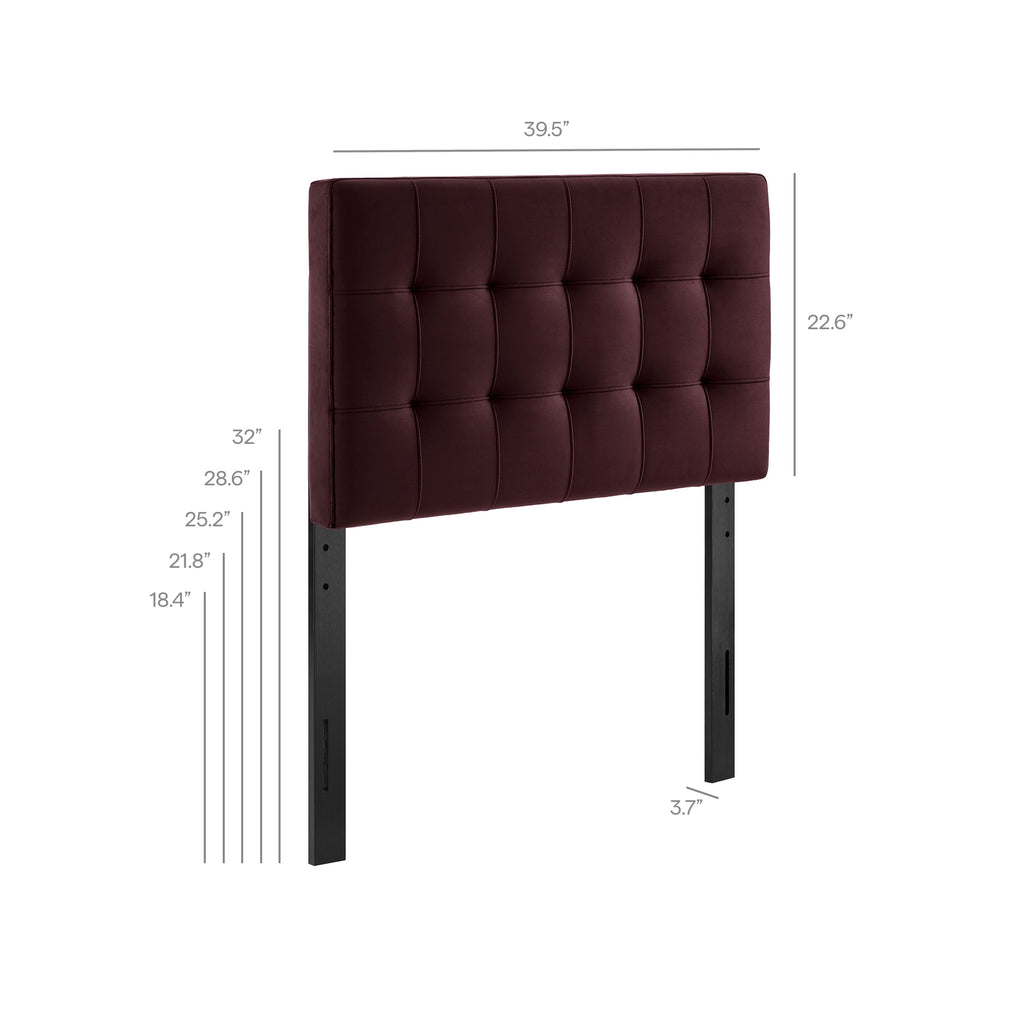 Lily Stain-Resistant Performance Velvet Twin Size Headboard - Mulberry