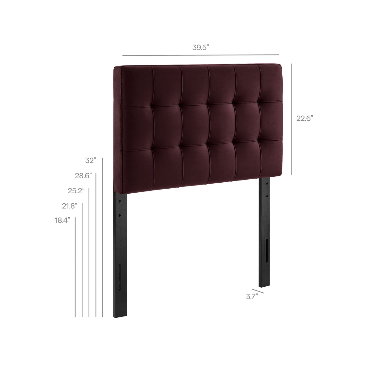 Lily Stain-Resistant Performance Velvet Twin Size Headboard - Mulberry