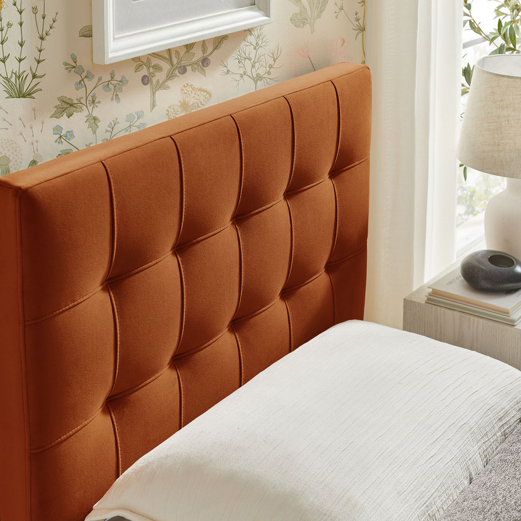 Lily Stain-Resistant Performance Velvet Twin Size Headboard - Rust