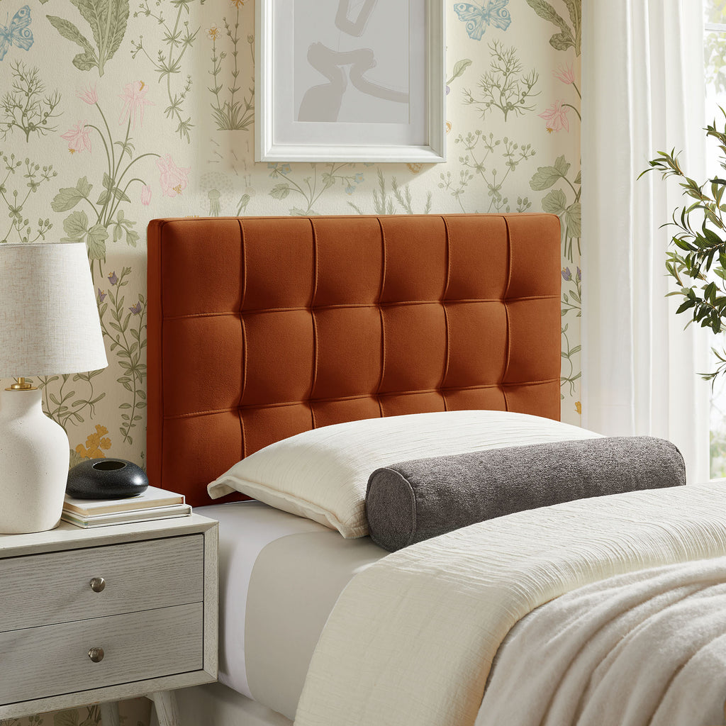 Lily Stain-Resistant Performance Velvet Twin Size Headboard - Rust