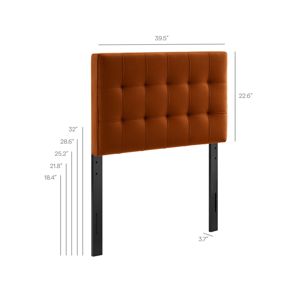 Lily Stain-Resistant Performance Velvet Twin Size Headboard - Rust