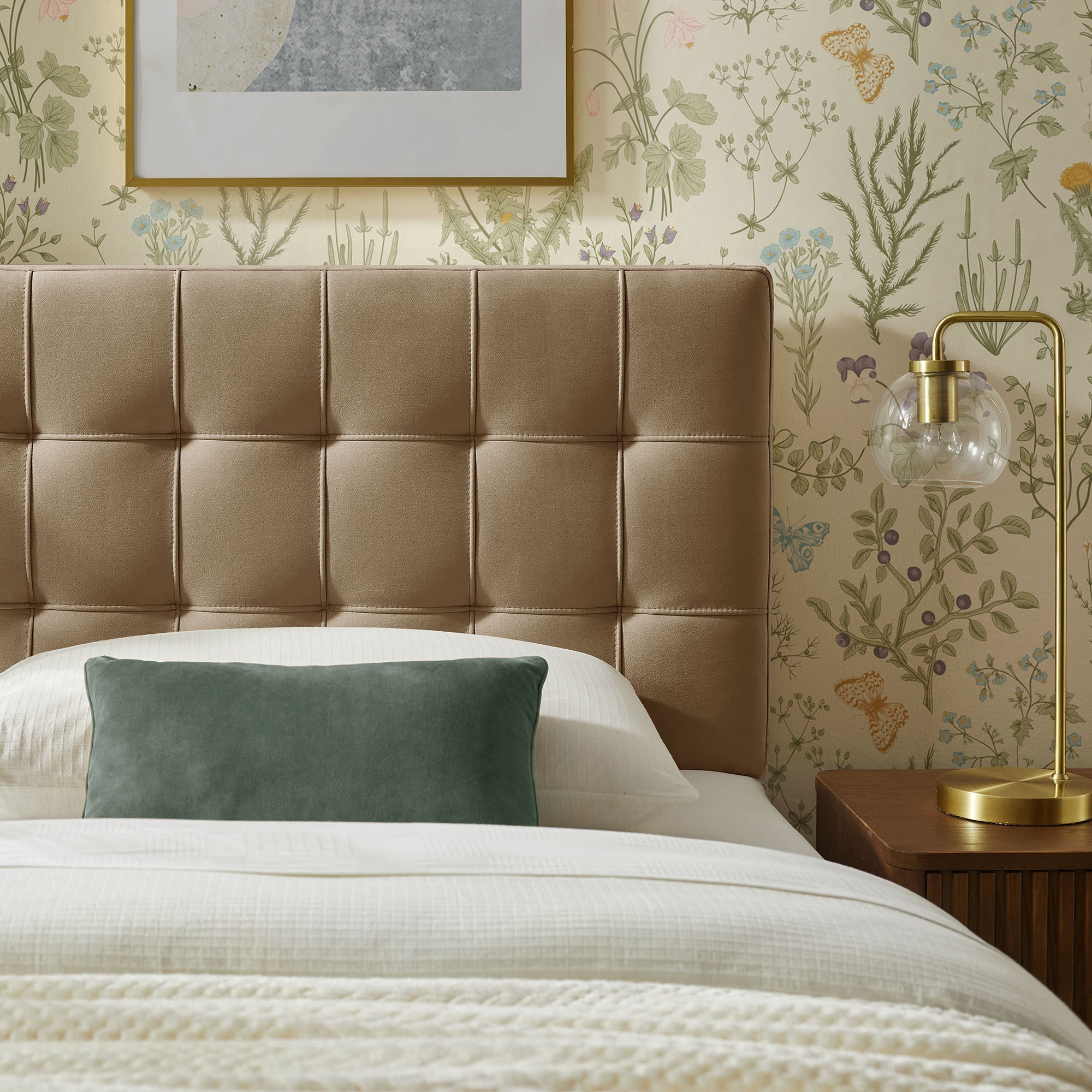 Lily Stain-Resistant Performance Velvet Twin Size Headboard - Taupe