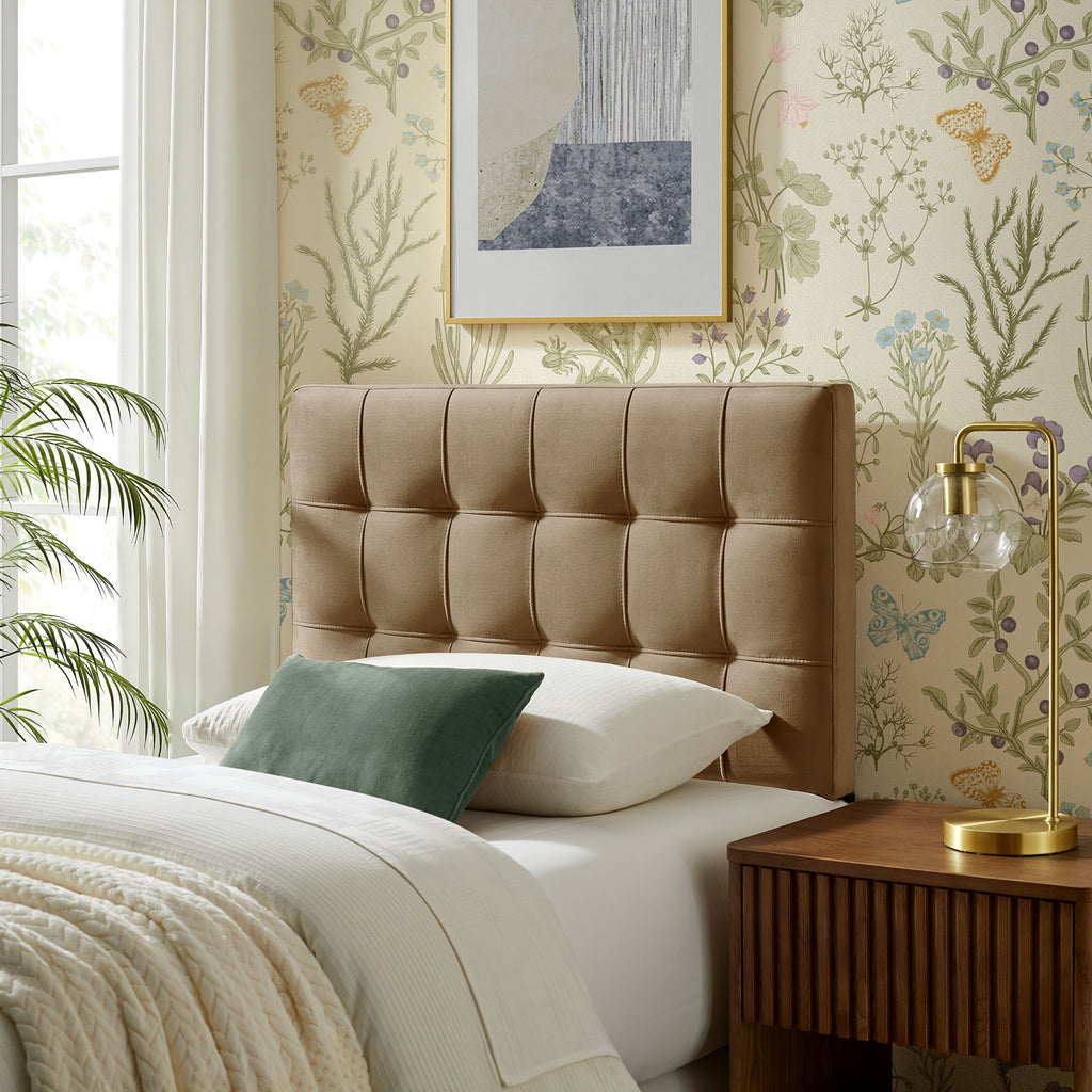 Lily Stain-Resistant Performance Velvet Twin Size Headboard - Taupe