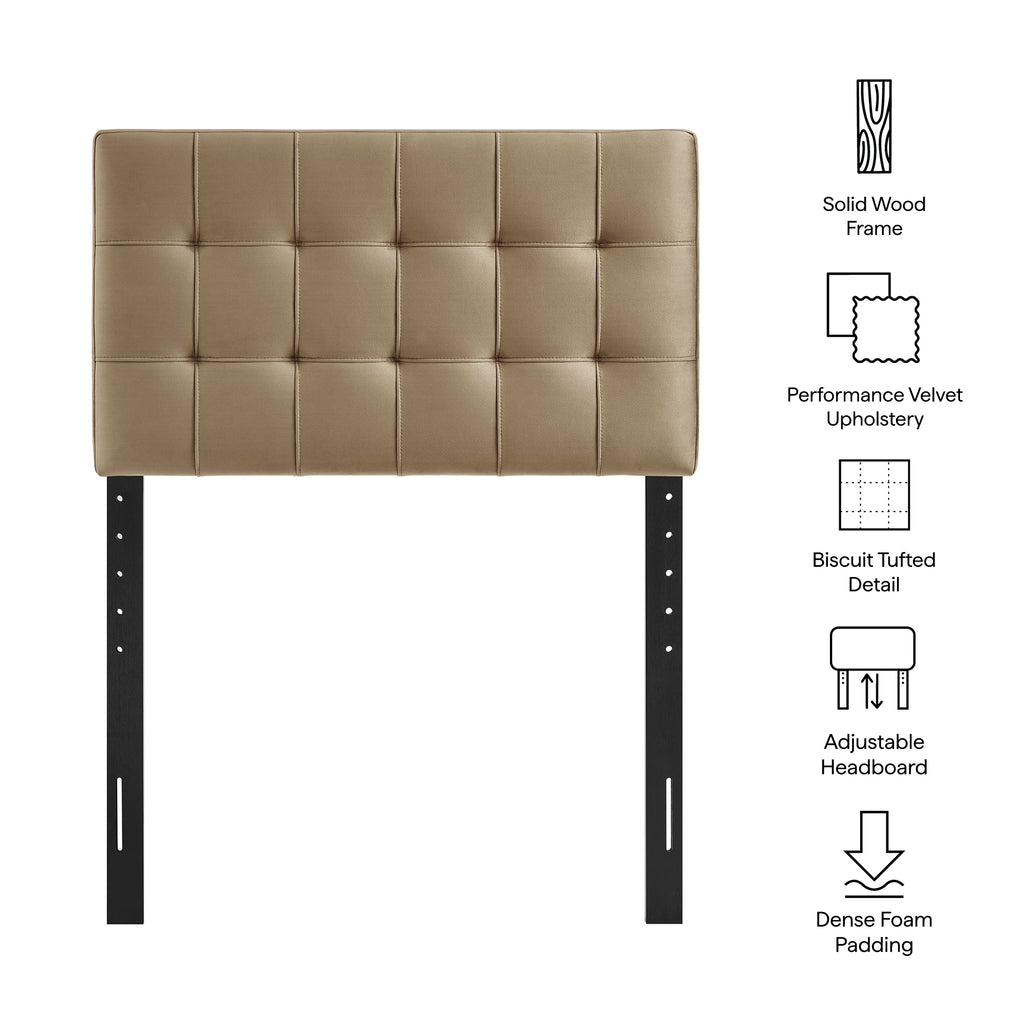 Lily Stain-Resistant Performance Velvet Twin Size Headboard - Taupe