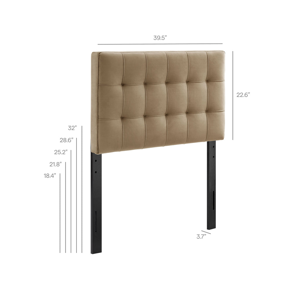Lily Stain-Resistant Performance Velvet Twin Size Headboard - Taupe