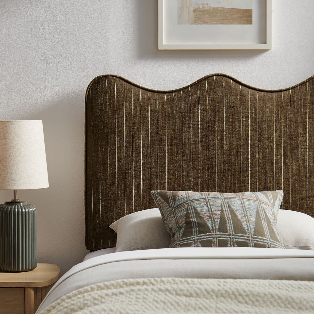 Athena Striped Fabric Upholstered Twin Size Headboard - Earth Stripe