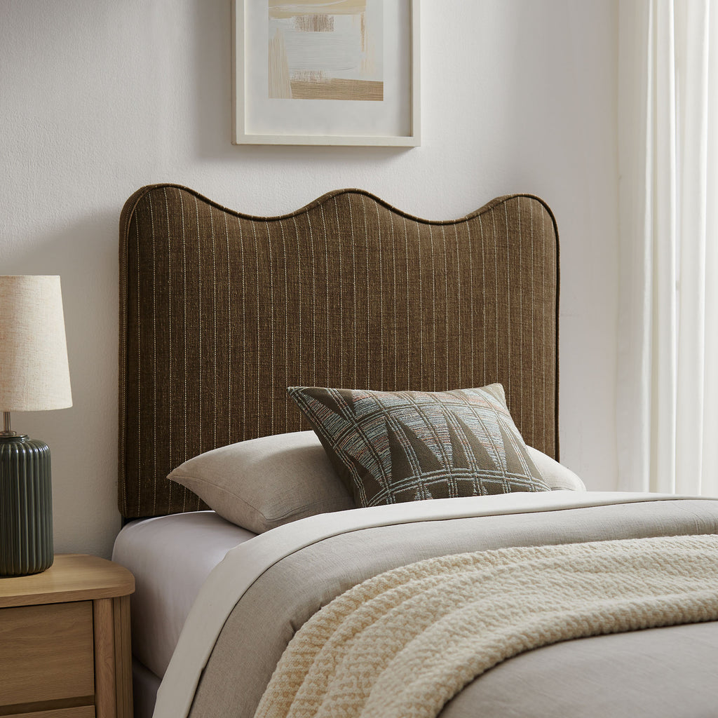 Athena Striped Fabric Upholstered Twin Size Headboard - Earth Stripe