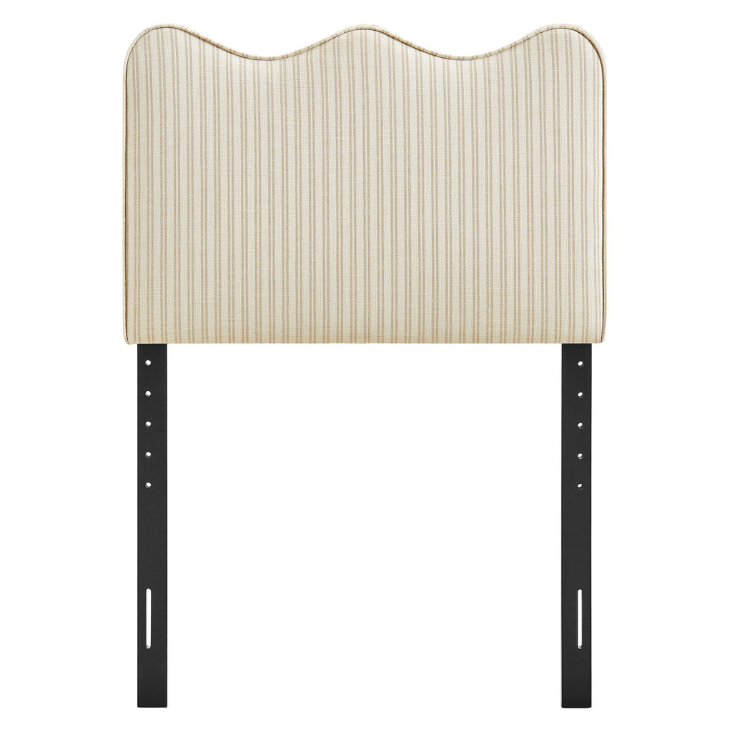 Athena Striped Fabric Upholstered Twin Size Headboard - Oatmeal Stripe