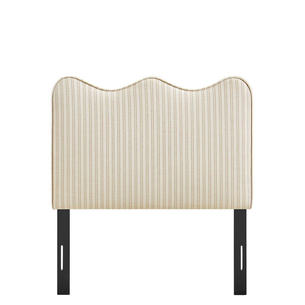 Athena Striped Fabric Upholstered Twin Size Headboard - Oatmeal Stripe