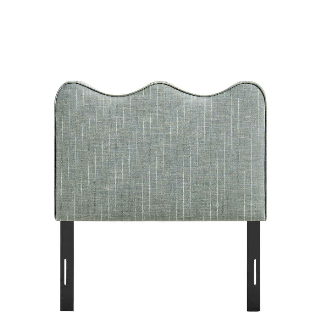 Athena Striped Fabric Upholstered Twin Size Headboard - Spa Blue Stripe