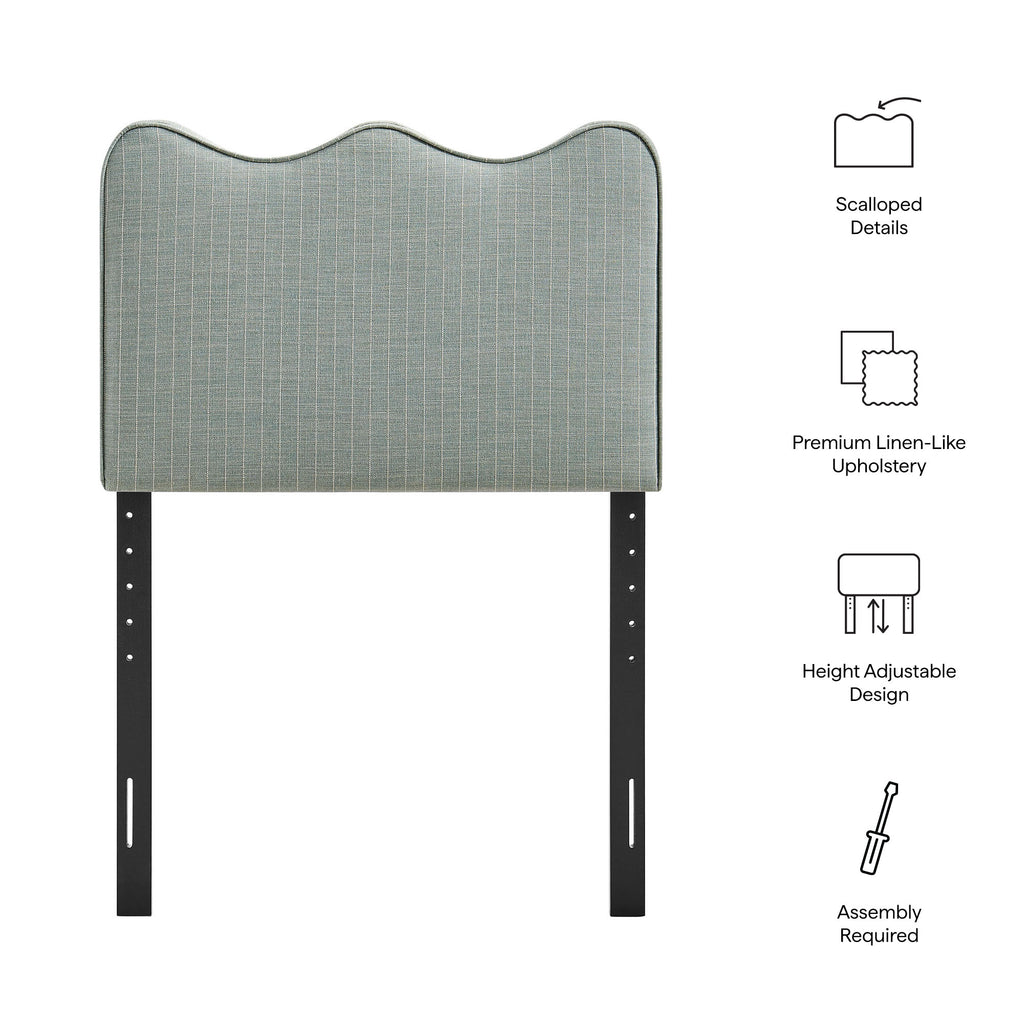 Athena Striped Fabric Upholstered Twin Size Headboard - Spa Blue Stripe