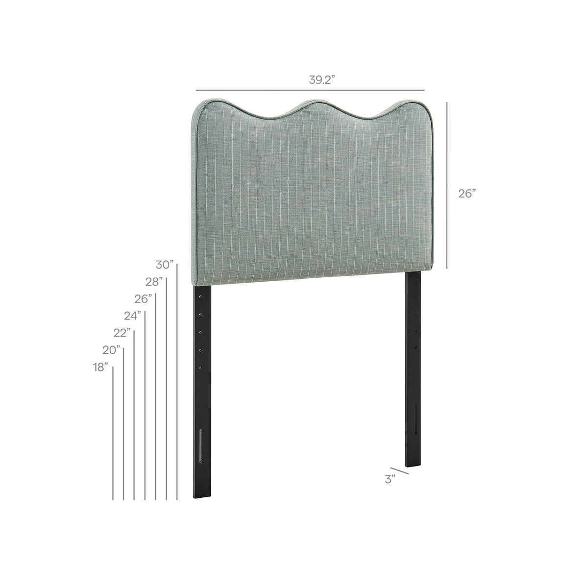 Athena Striped Fabric Upholstered Twin Size Headboard - Spa Blue Stripe
