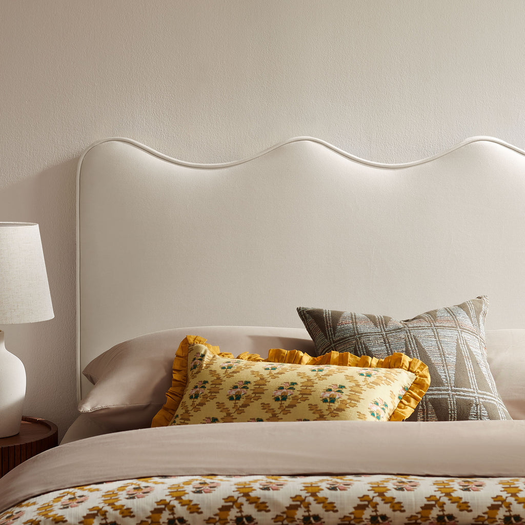 Athena Stain-Resistant Performance Velvet Full Size Headboard - Alabaster