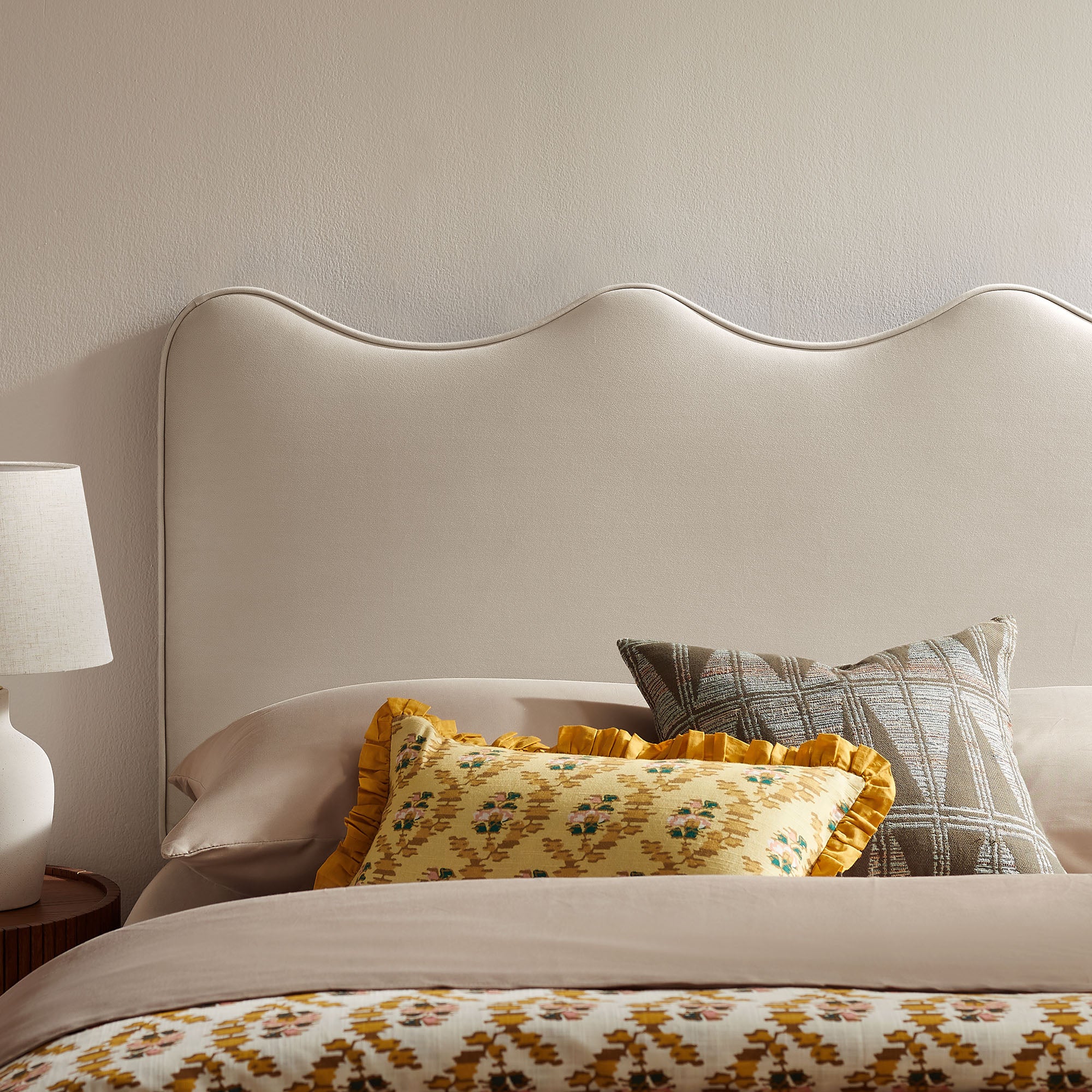 Athena Stain-Resistant Performance Velvet Full Size Headboard - Almond