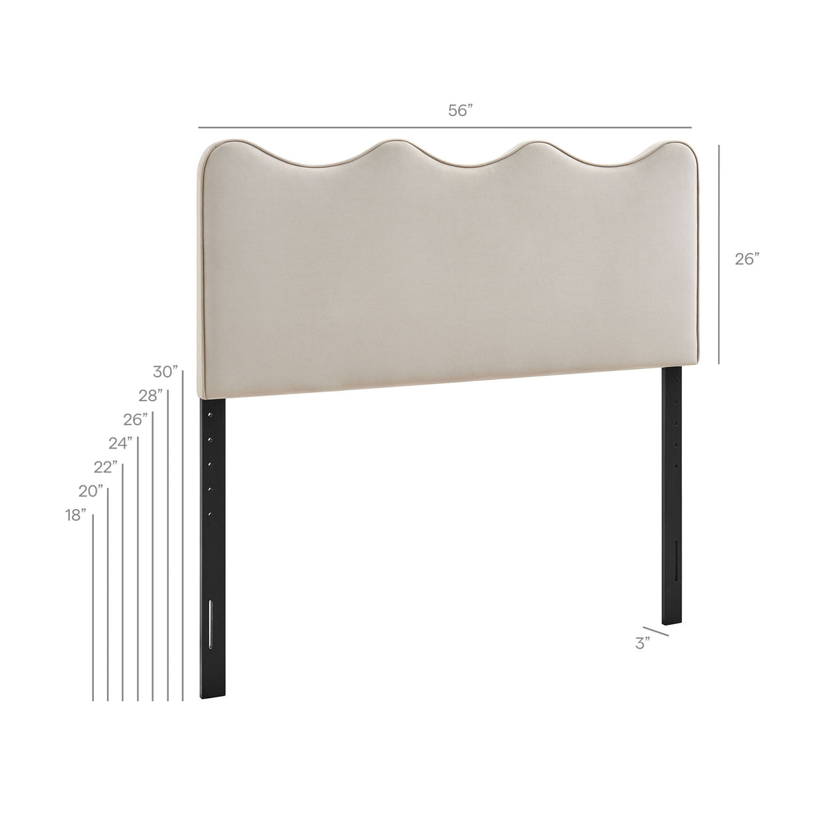 Athena Stain-Resistant Performance Velvet Full Size Headboard - Almond