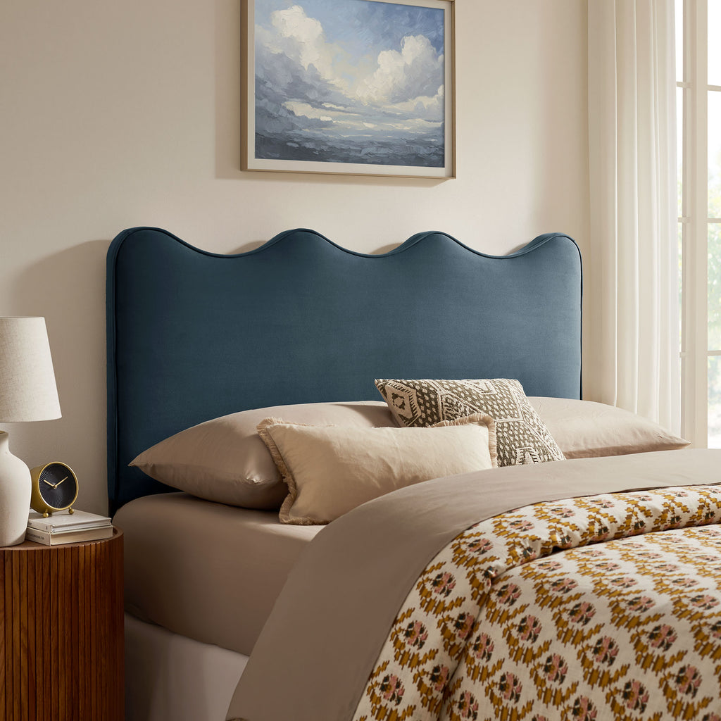 Athena Stain-Resistant Performance Velvet Full Size Headboard - Cadet Blue
