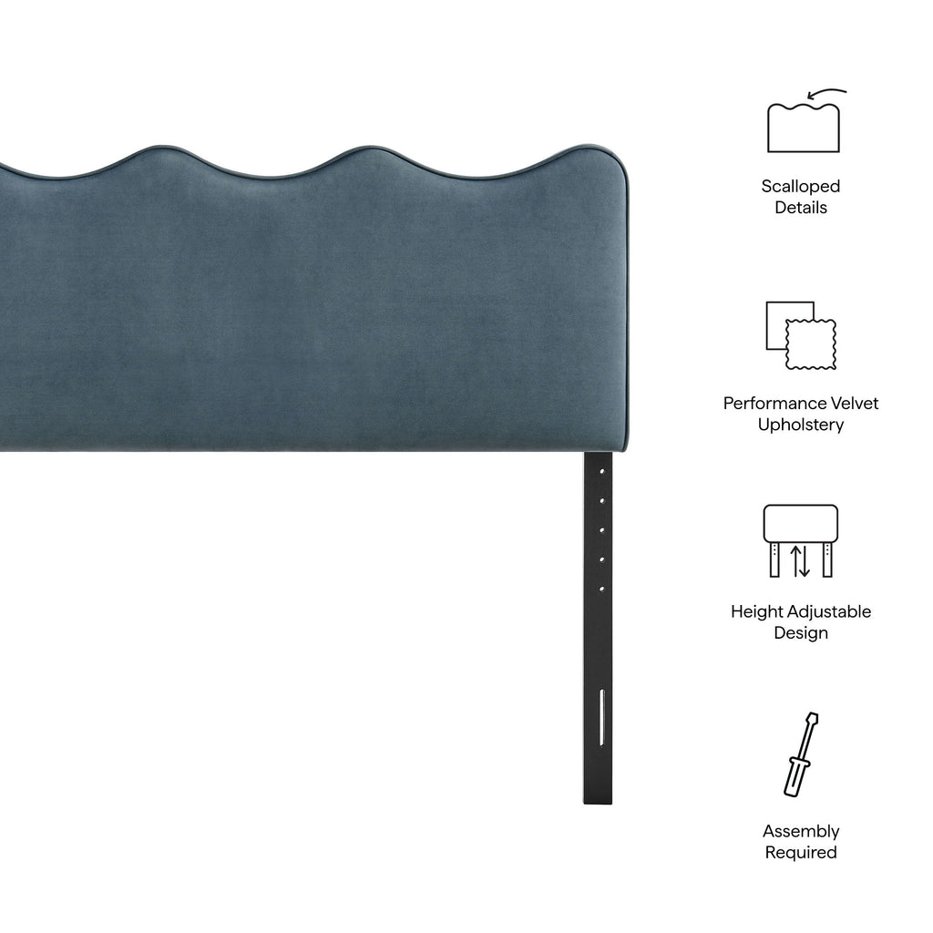 Athena Stain-Resistant Performance Velvet Full Size Headboard - Cadet Blue