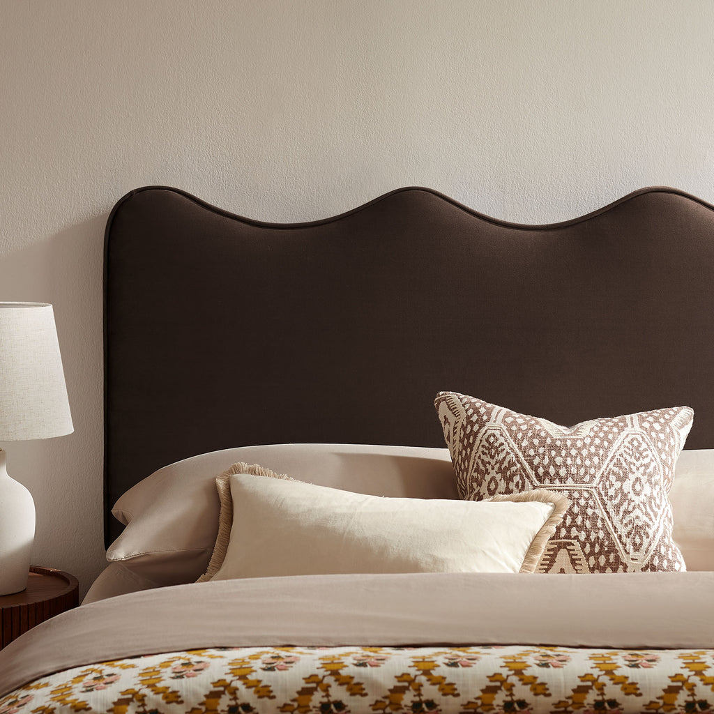 Athena Stain-Resistant Performance Velvet Full Size Headboard - Chocolate Brown