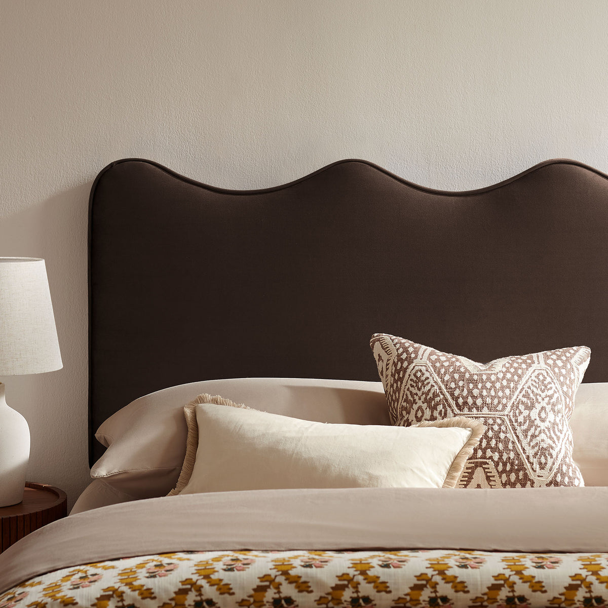 Athena Stain-Resistant Performance Velvet Full Size Headboard - Chocolate Brown
