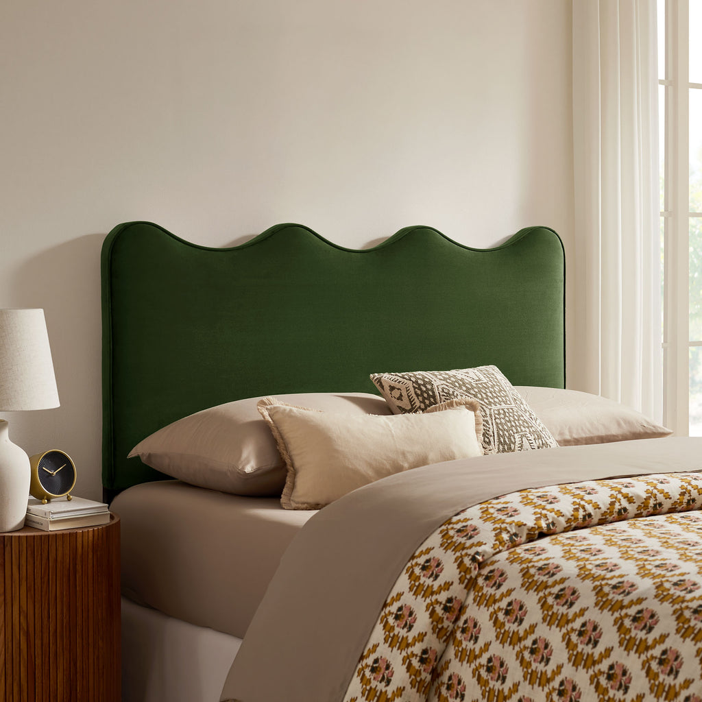 Athena Stain-Resistant Performance Velvet Full Size Headboard - Moss Green