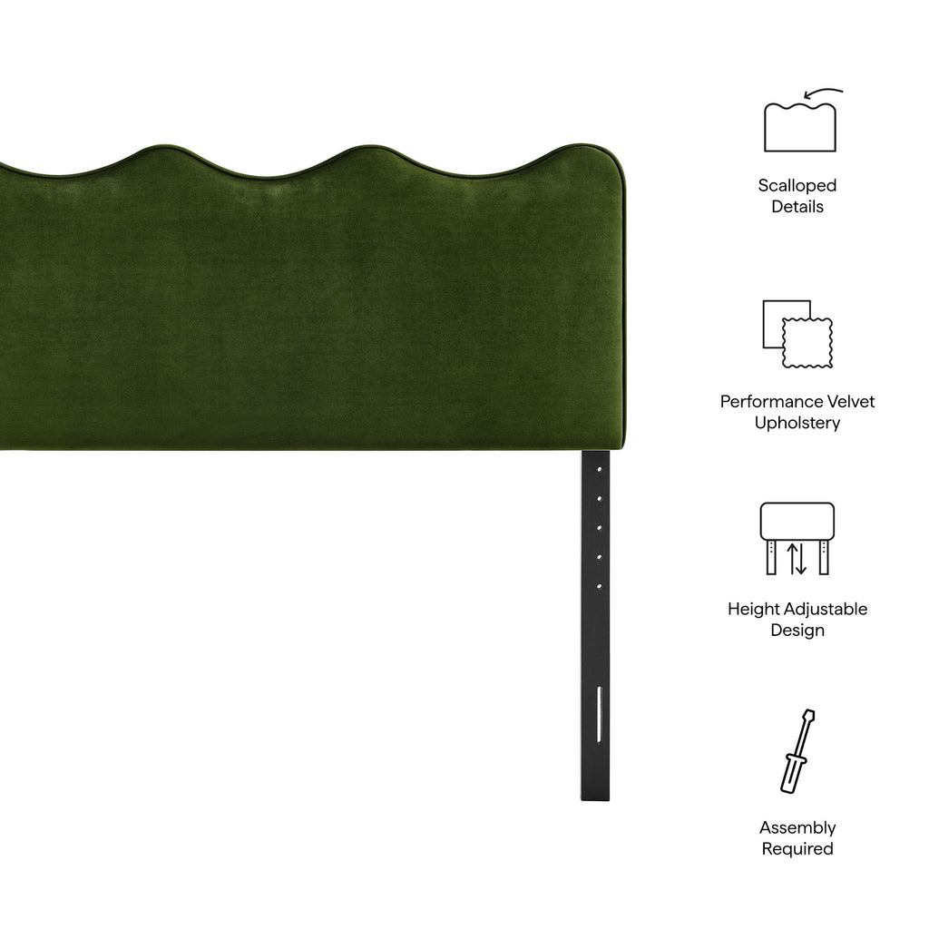Athena Stain-Resistant Performance Velvet Full Size Headboard - Moss Green