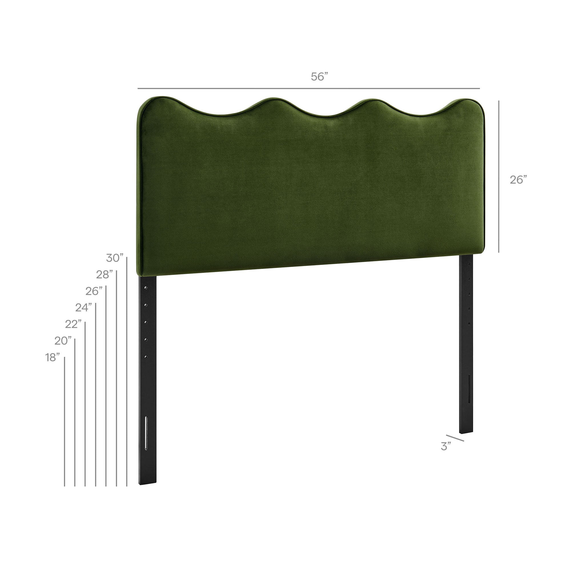 Athena Stain-Resistant Performance Velvet Full Size Headboard - Moss Green