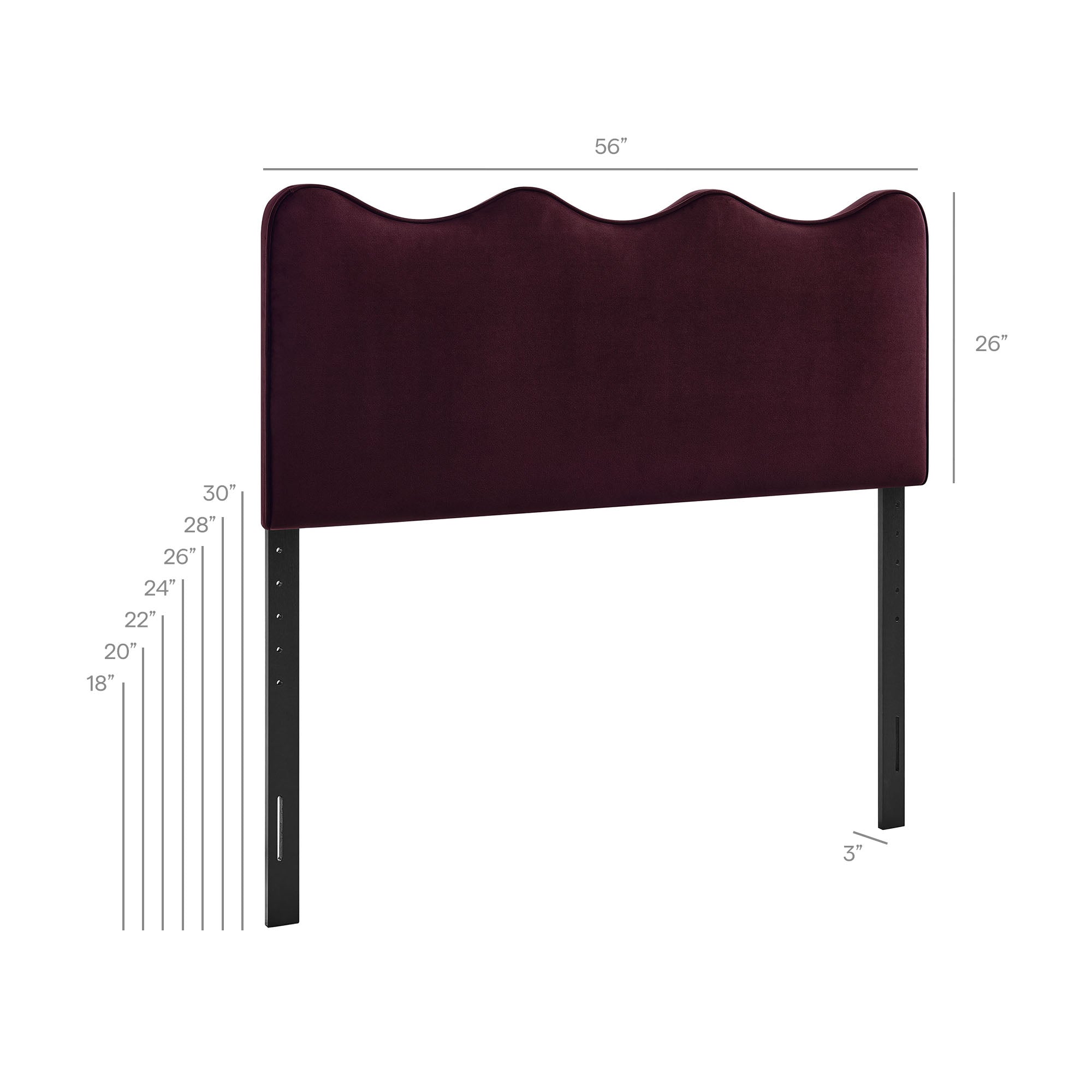 Athena Stain-Resistant Performance Velvet Full Size Headboard - Mulberry