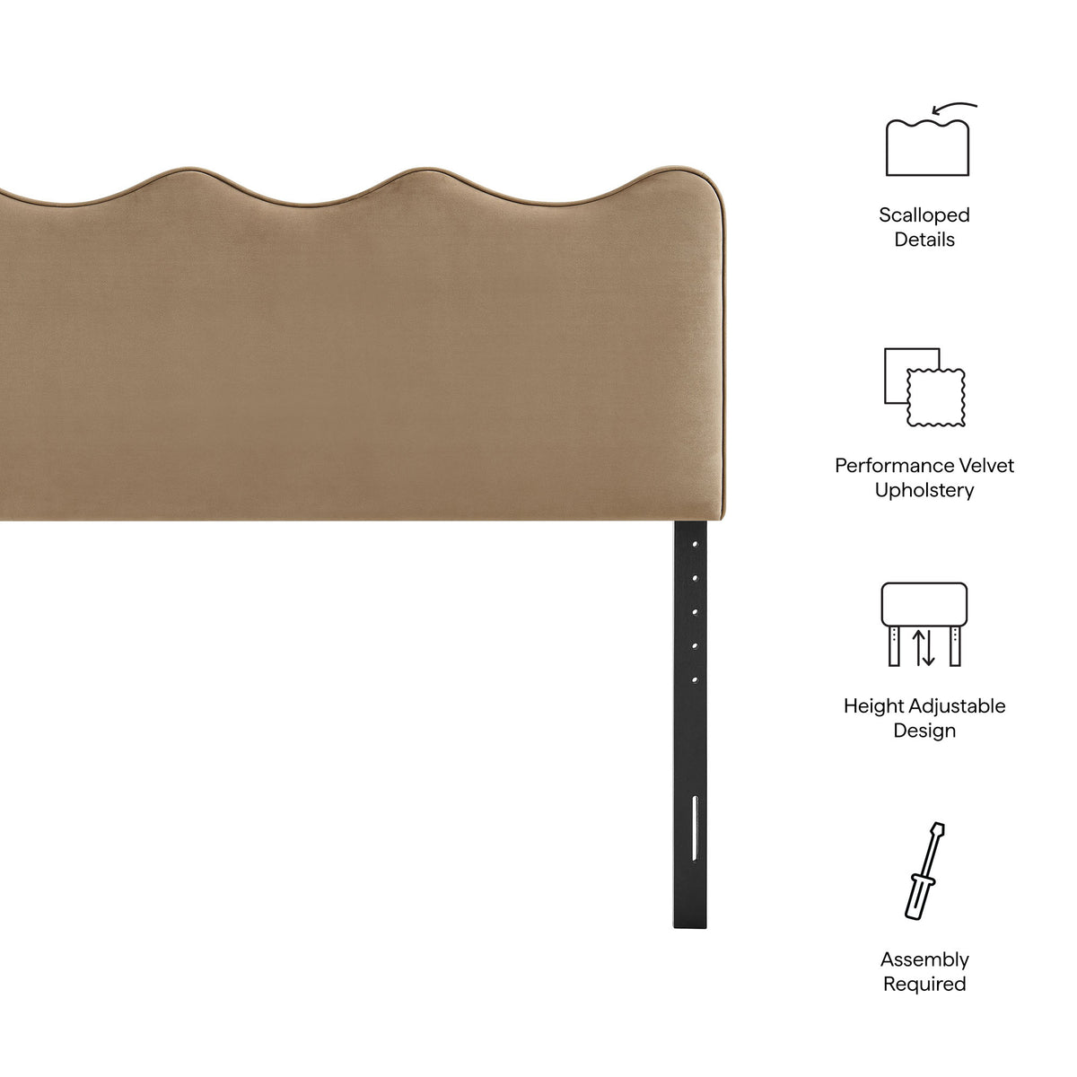 Athena Stain-Resistant Performance Velvet Full Size Headboard - Taupe