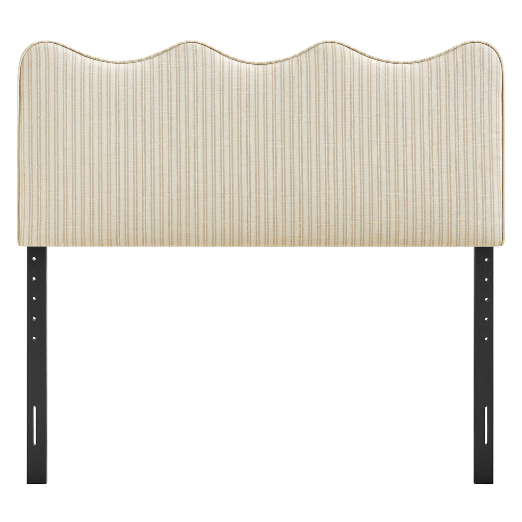 Athena Striped Fabric Upholstered Full Size Headboard - Oatmeal Stripe