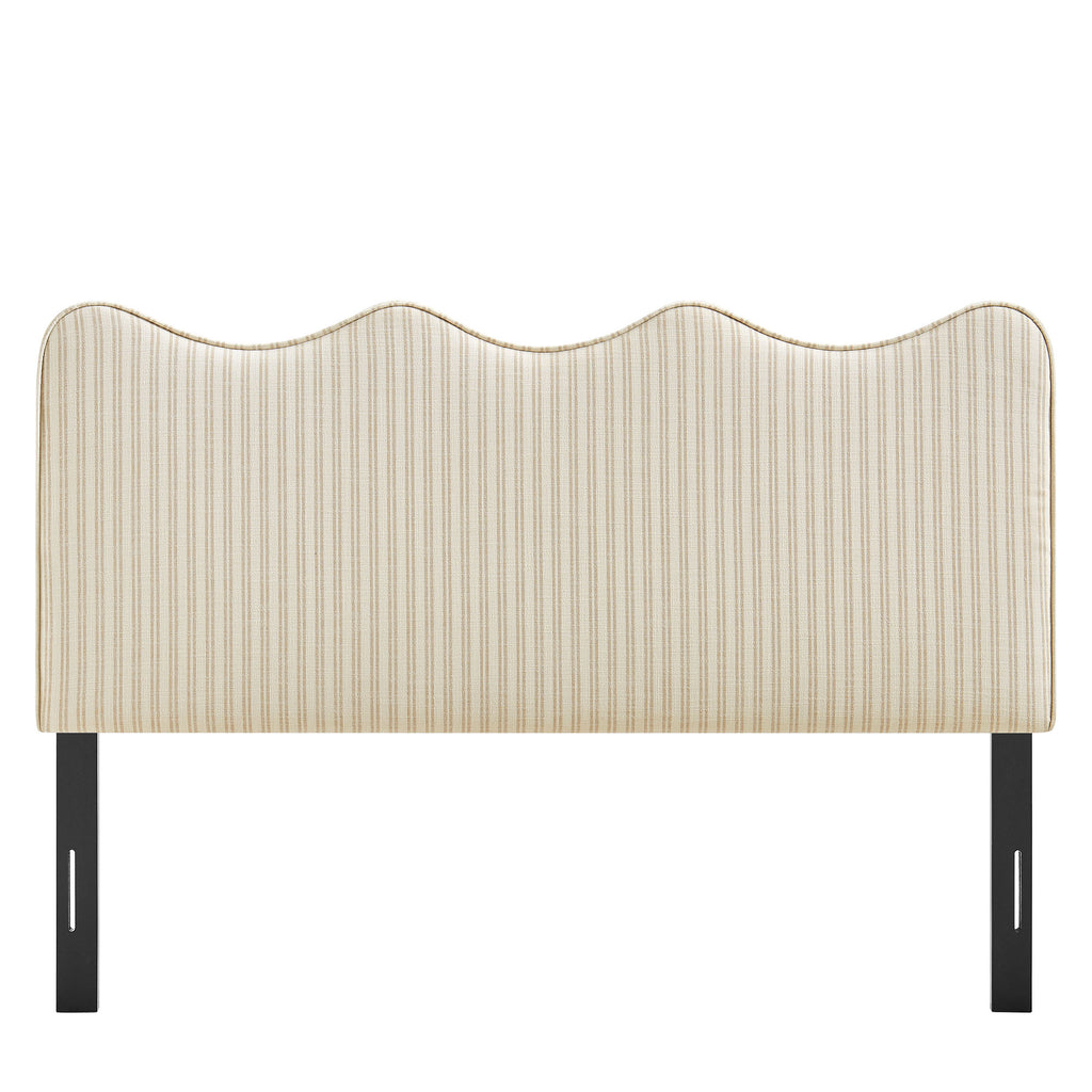 Athena Striped Fabric Upholstered Full Size Headboard - Oatmeal Stripe