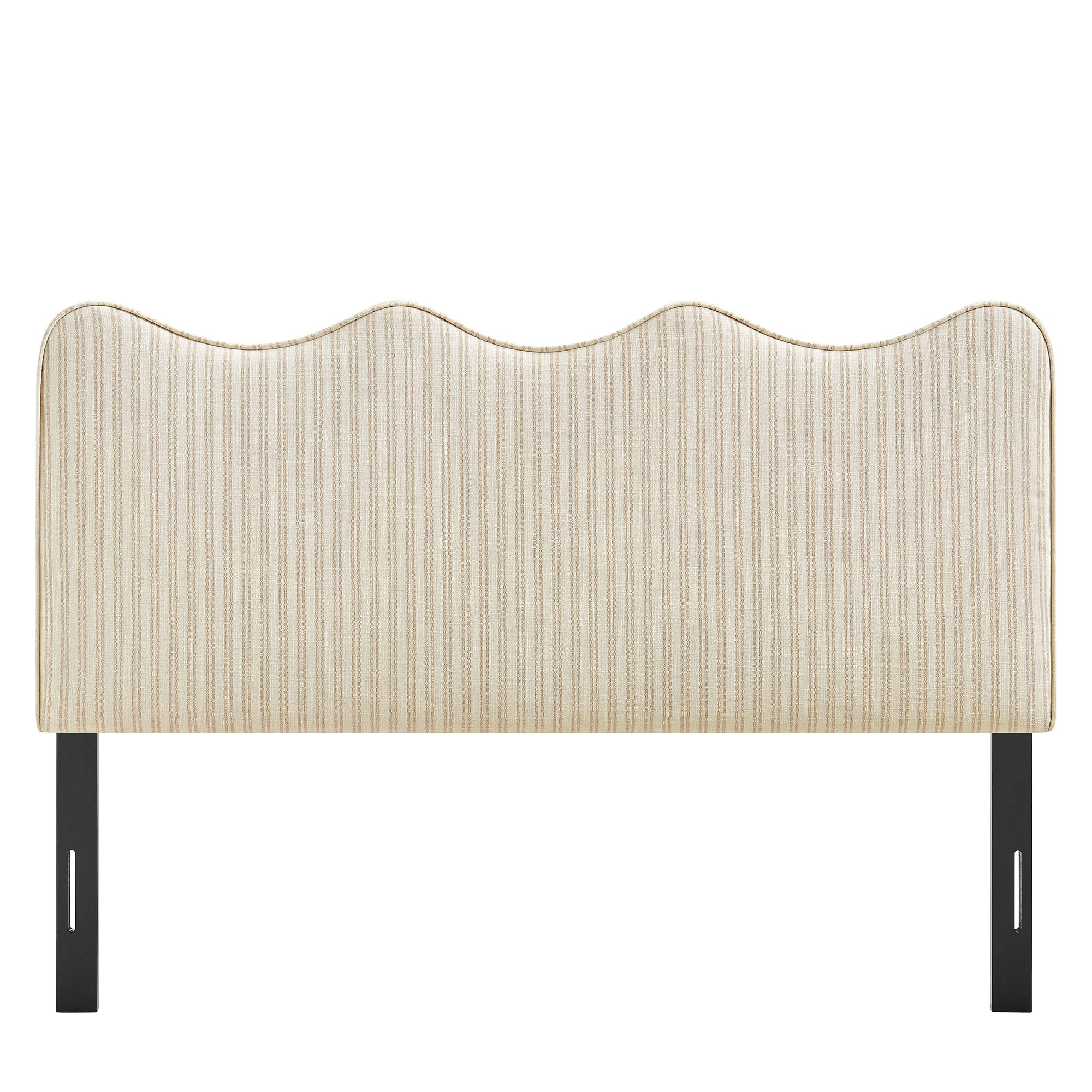 Athena Striped Fabric Upholstered Full Size Headboard - Oatmeal Stripe