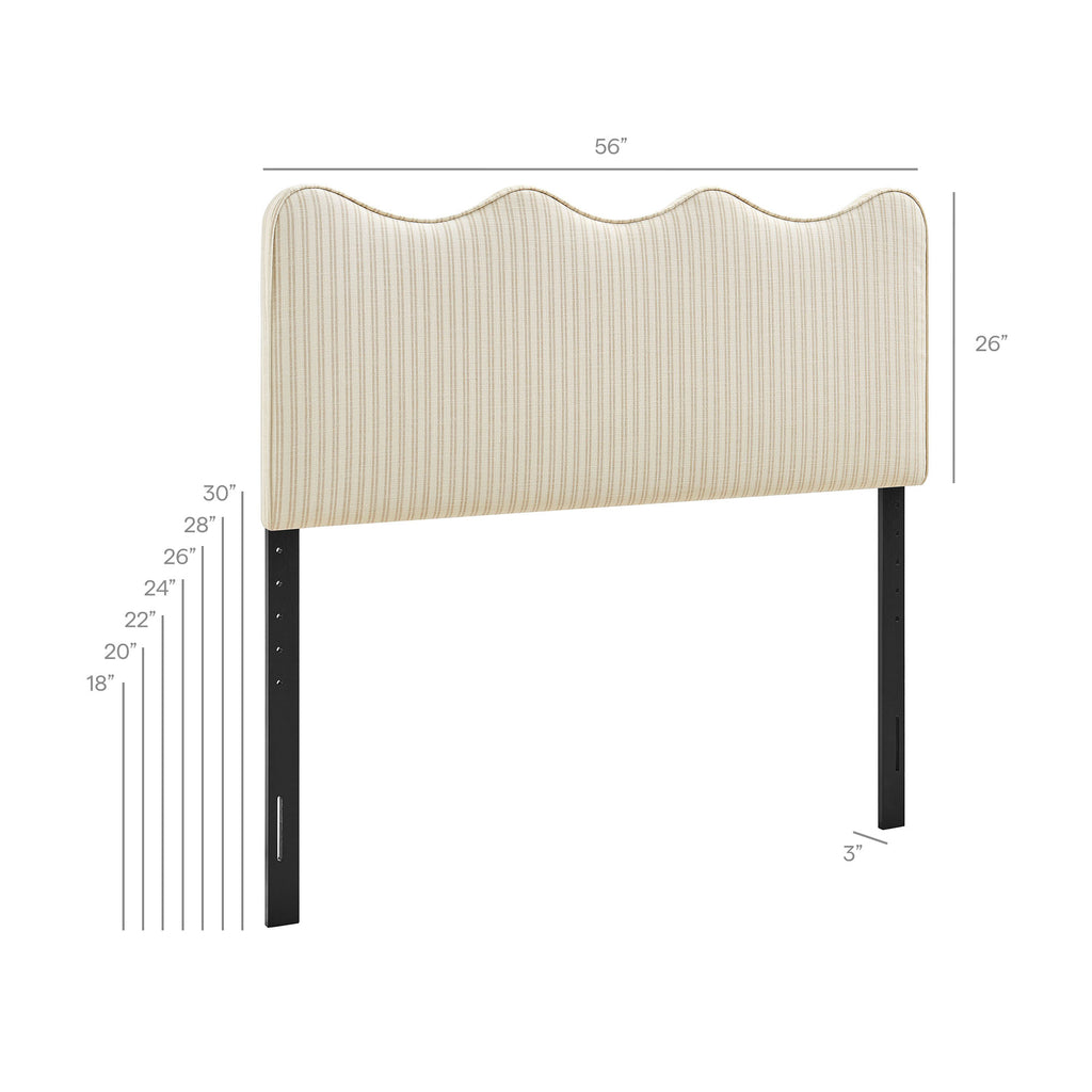 Athena Striped Fabric Upholstered Full Size Headboard - Oatmeal Stripe