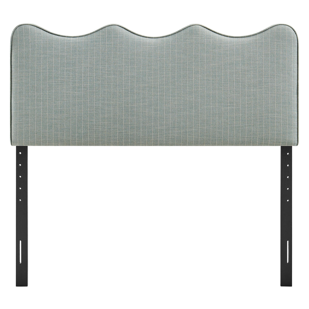 Athena Striped Fabric Upholstered Full Size Headboard - Spa Blue Stripe