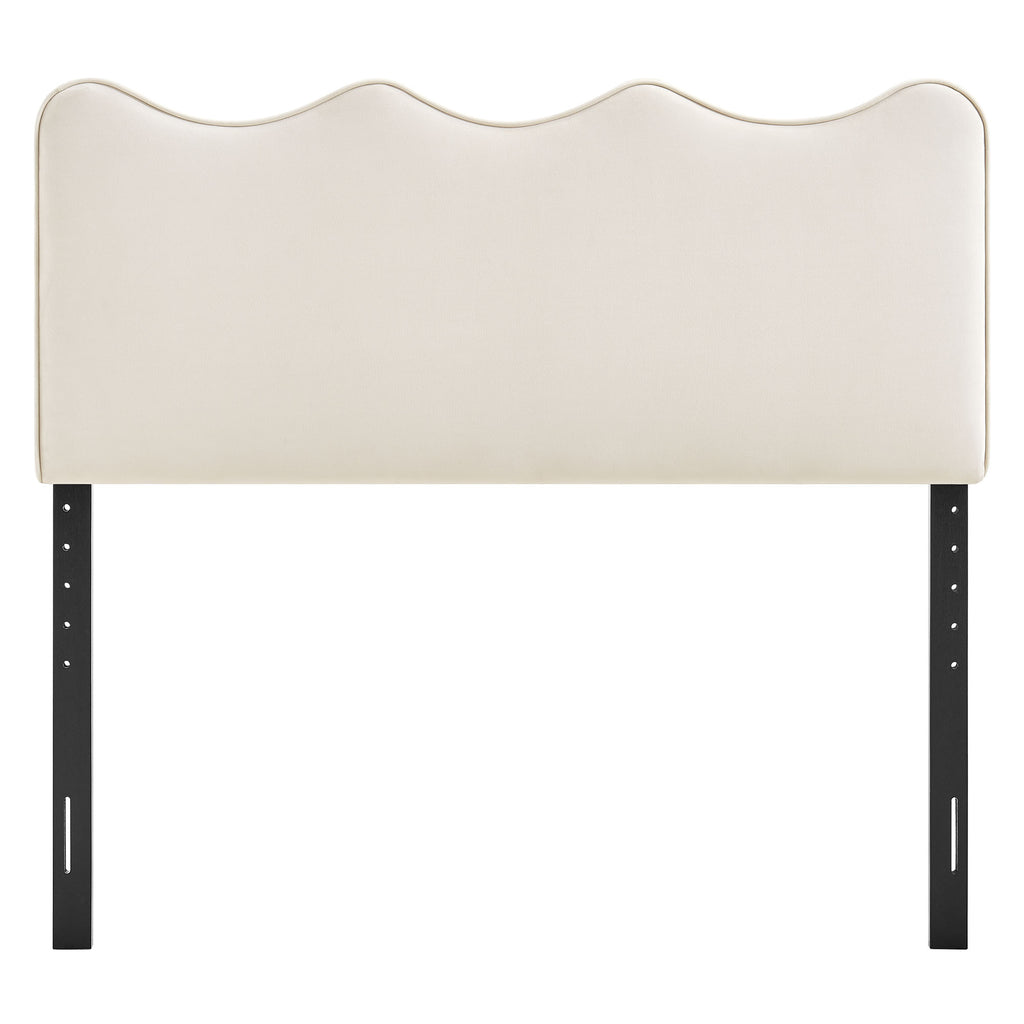Athena Stain-Resistant Performance Velvet Queen Size Headboard - Alabaster