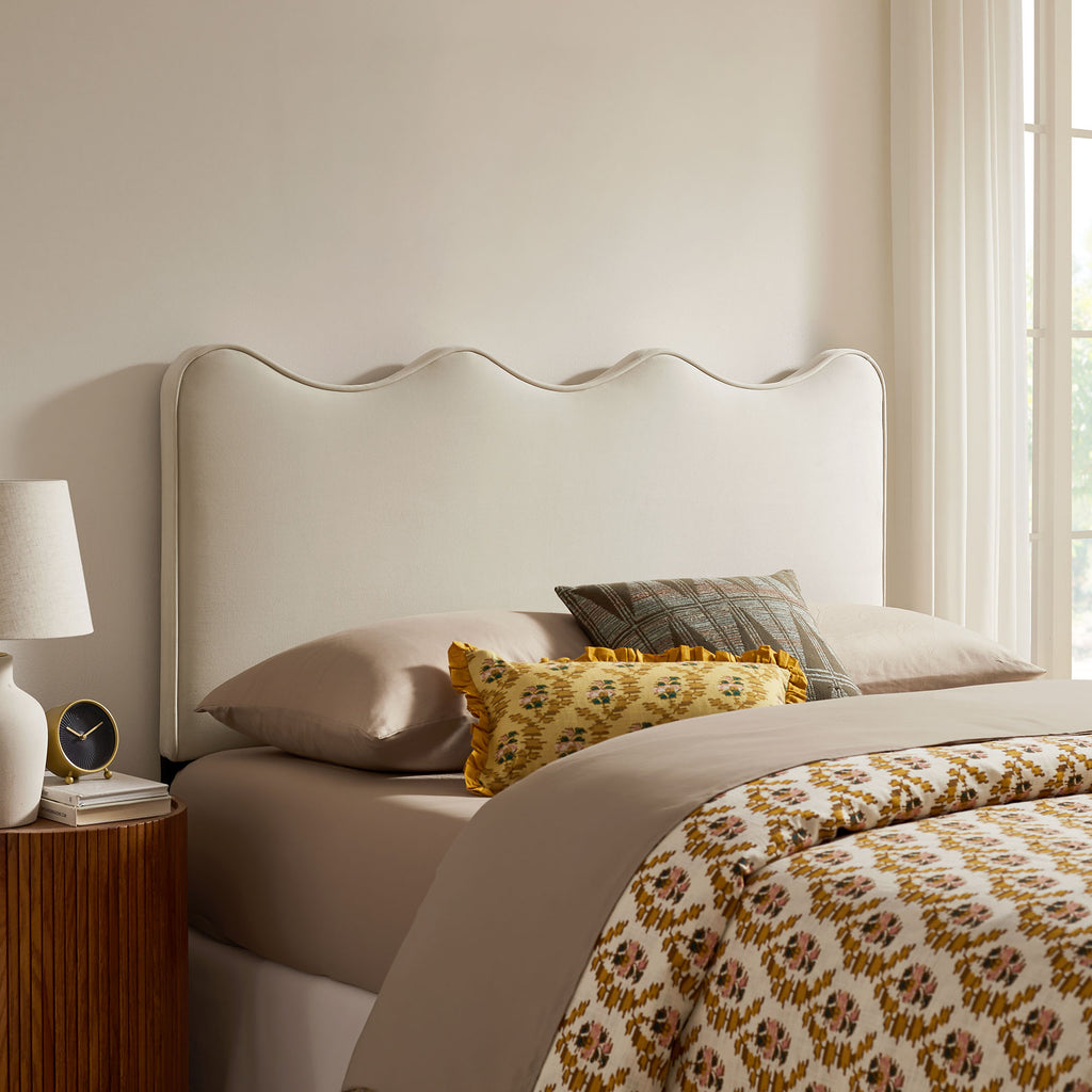Athena Stain-Resistant Performance Velvet Queen Size Headboard - Alabaster