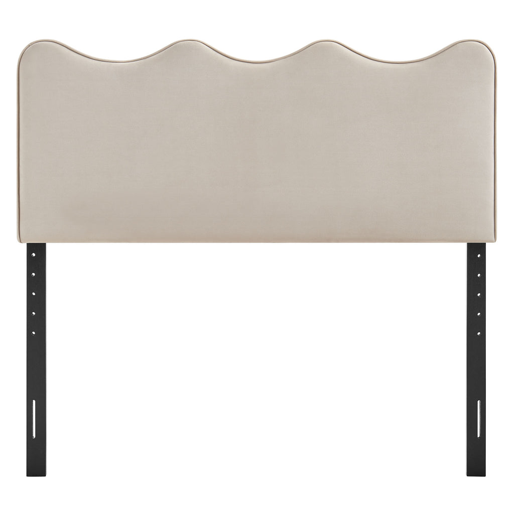 Athena Stain-Resistant Performance Velvet Queen Size Headboard - Almond