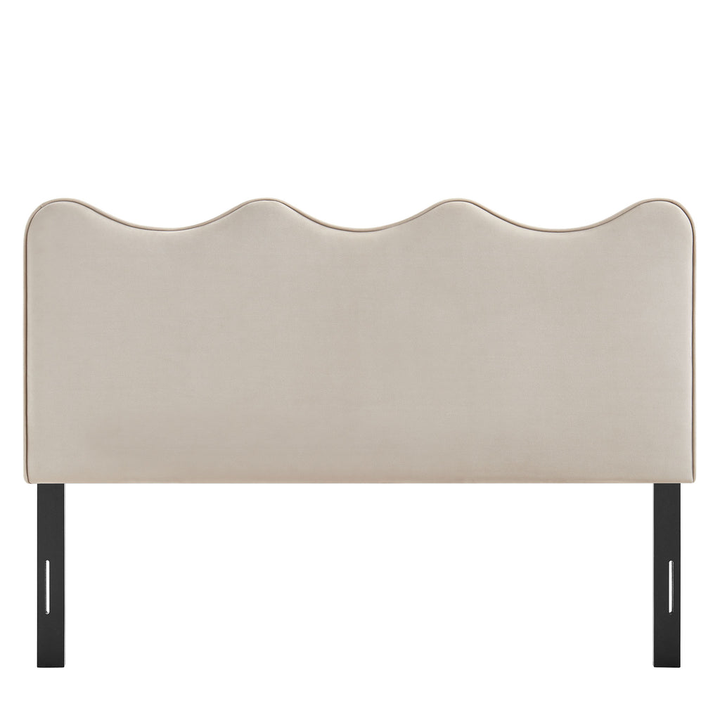 Athena Stain-Resistant Performance Velvet Queen Size Headboard - Almond
